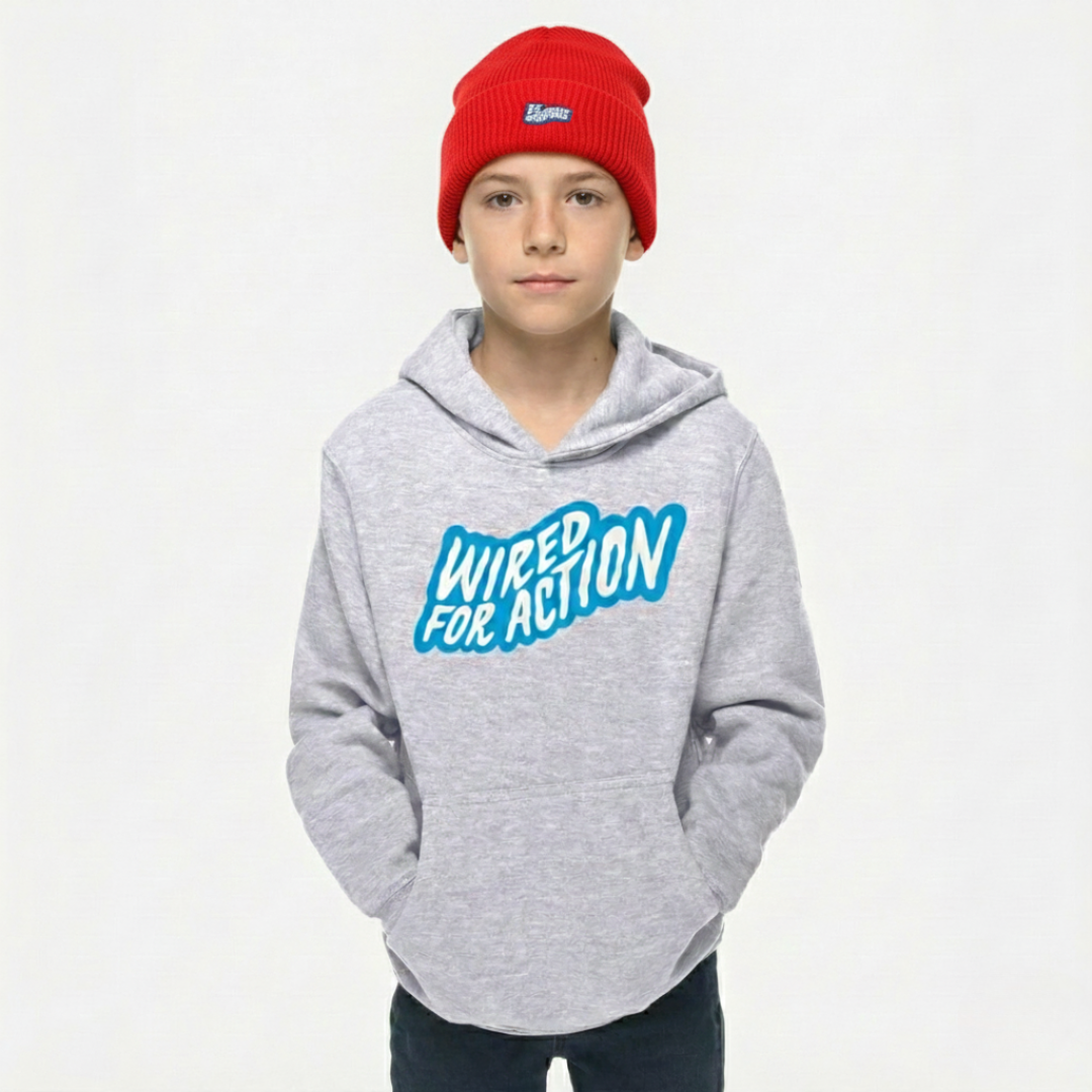 'Wired For Action' Hoodie - Grey