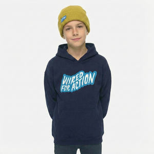 'Wired For Action' Hoodie - Navy Blue