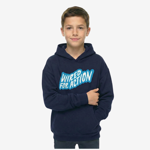 'Wired For Action' Hoodie - Navy Blue
