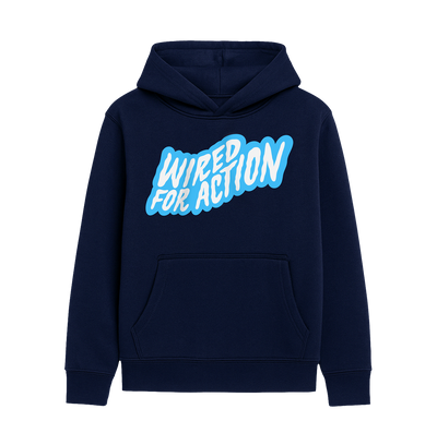 'Wired For Action' Hoodie - Navy Blue